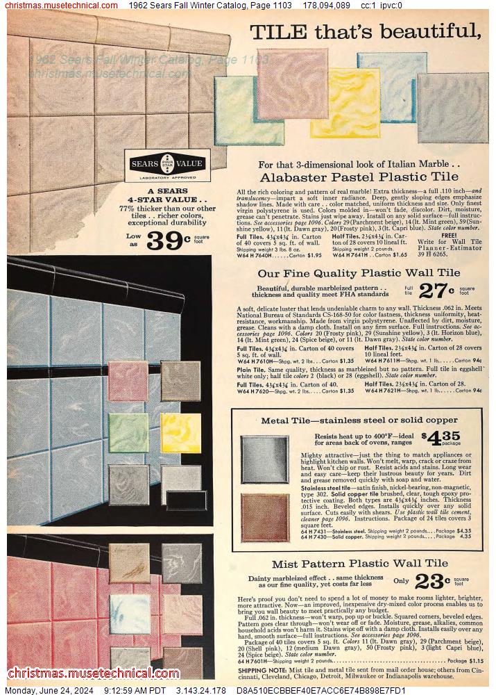 1962 Sears Fall Winter Catalog, Page 1103