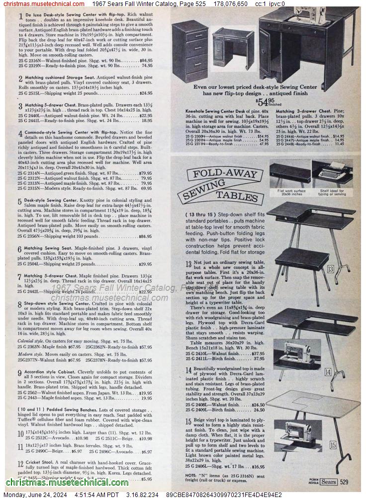 1967 Sears Fall Winter Catalog, Page 525