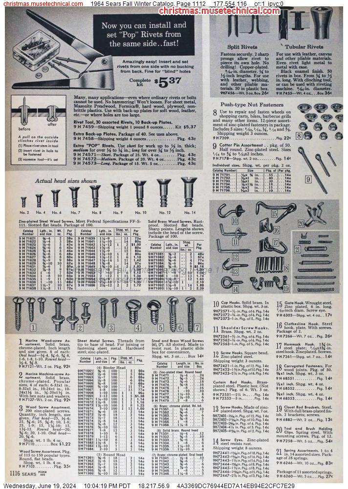 1964 Sears Fall Winter Catalog, Page 1112