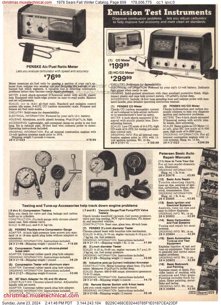 1976 Sears Fall Winter Catalog, Page 809