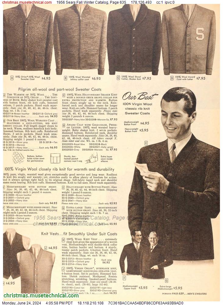 1956 Sears Fall Winter Catalog, Page 635