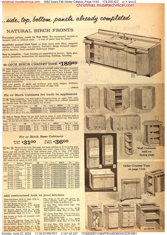 1962 Sears Fall Winter Catalog, Page 1140