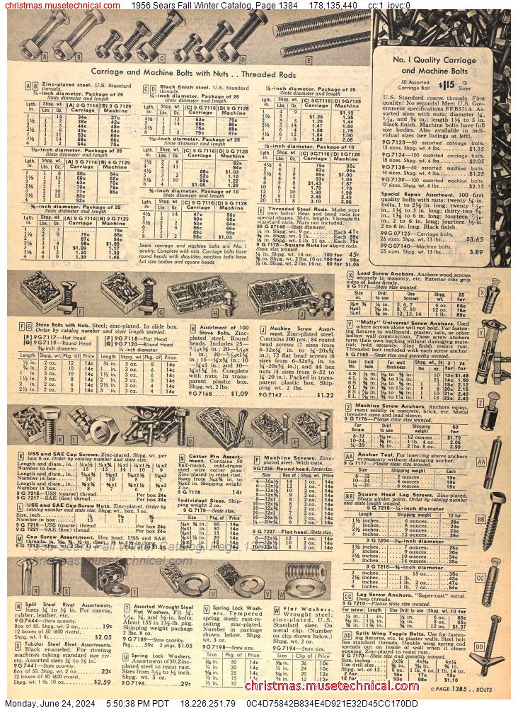 1956 Sears Fall Winter Catalog, Page 1384