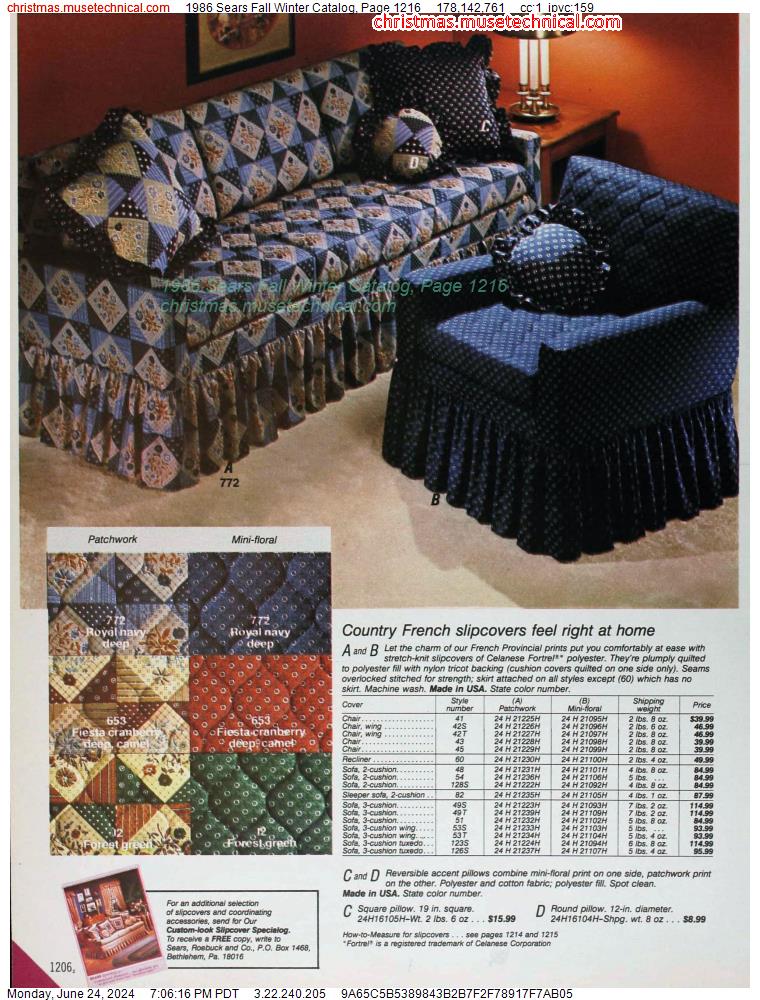 1986 Sears Fall Winter Catalog, Page 1216