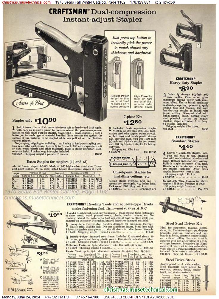 1970 Sears Fall Winter Catalog, Page 1162