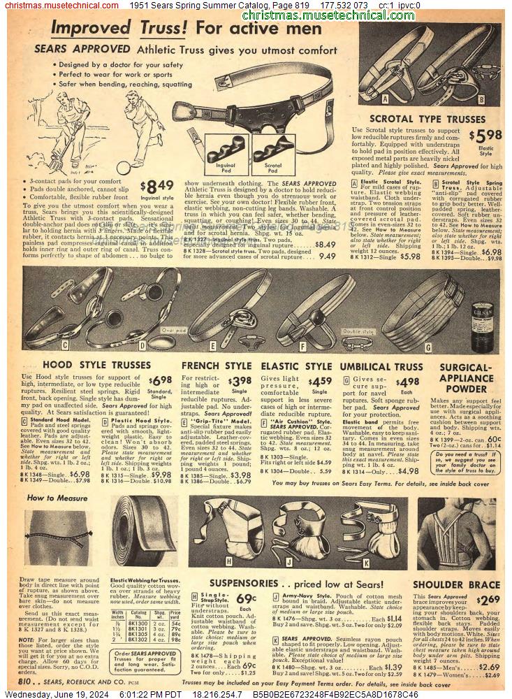 1951 Sears Spring Summer Catalog, Page 819