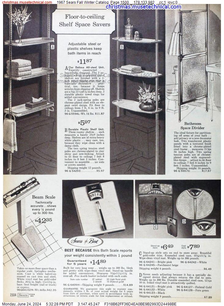 1967 Sears Fall Winter Catalog, Page 1500