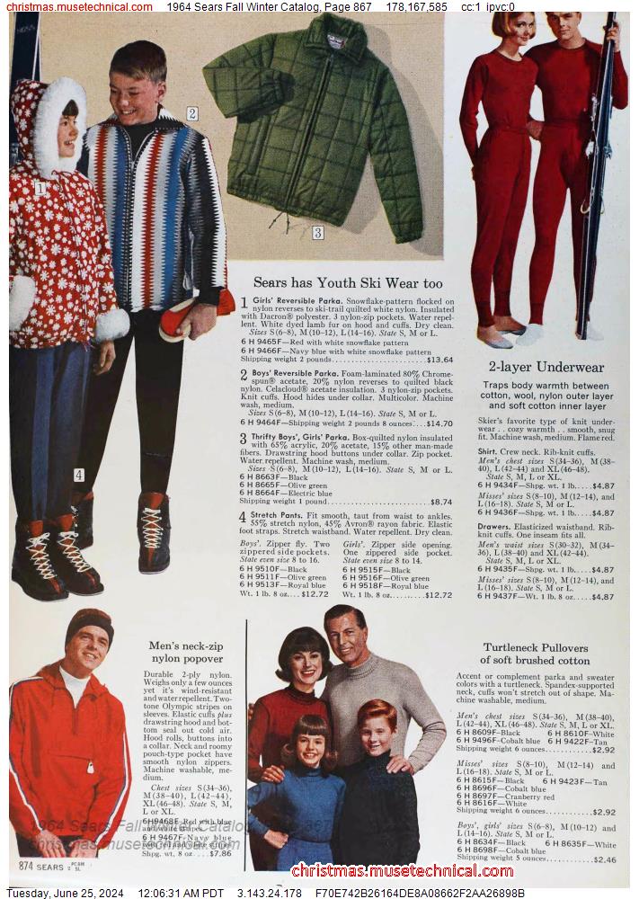 1964 Sears Fall Winter Catalog, Page 867