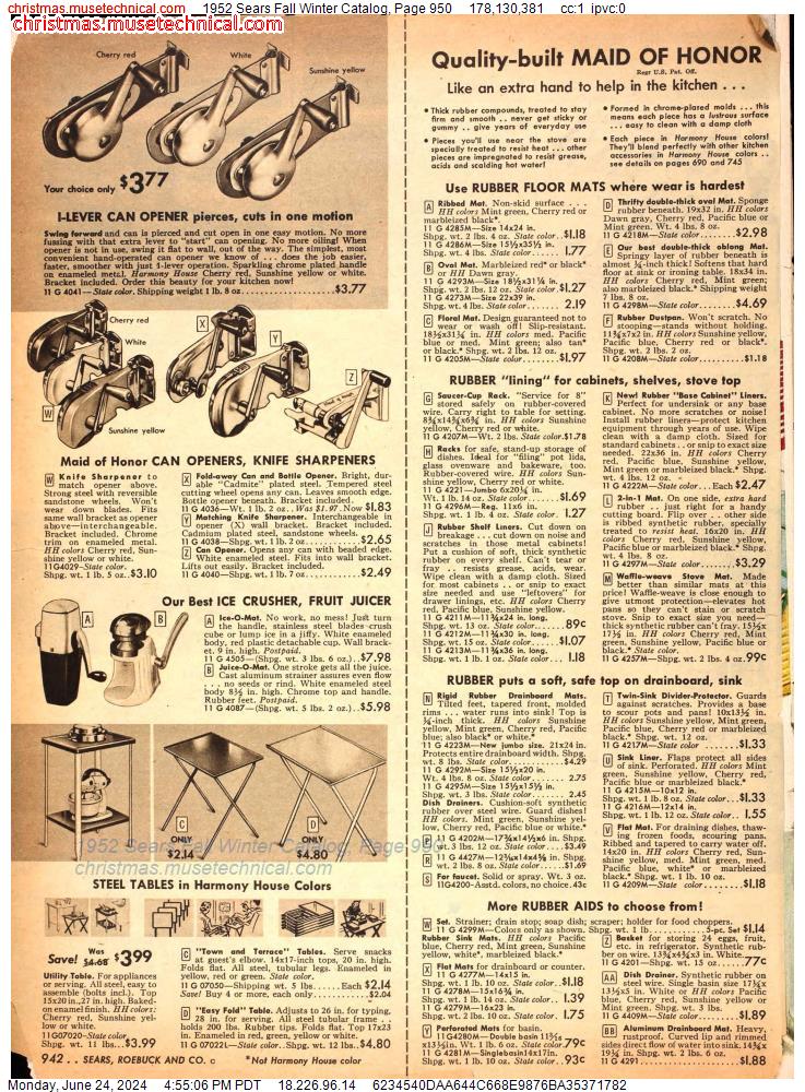 1952 Sears Fall Winter Catalog, Page 950