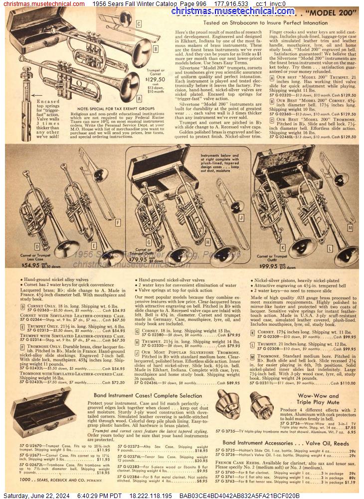 1956 Sears Fall Winter Catalog, Page 996