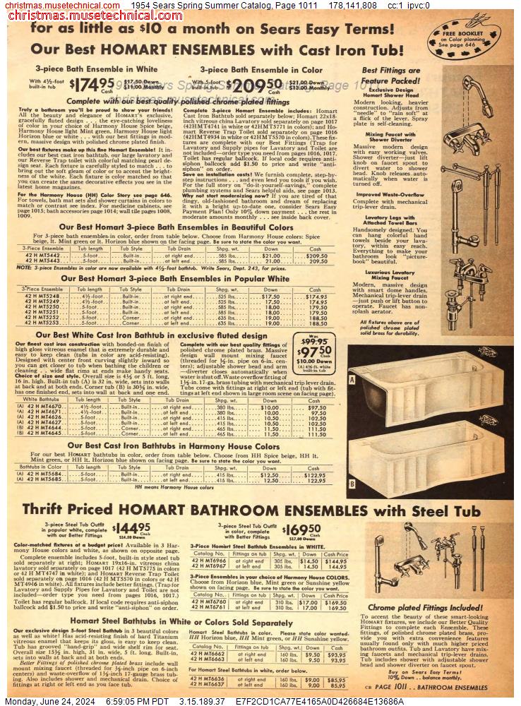 1954 Sears Spring Summer Catalog, Page 1011