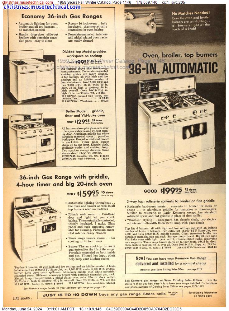 1959 Sears Fall Winter Catalog, Page 1146