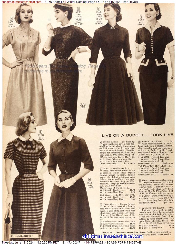 1956 Sears Fall Winter Catalog, Page 65