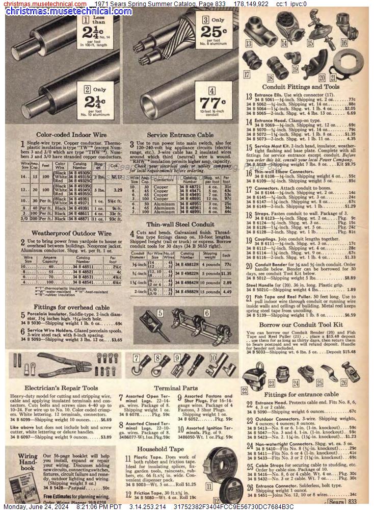 1971 Sears Spring Summer Catalog, Page 833