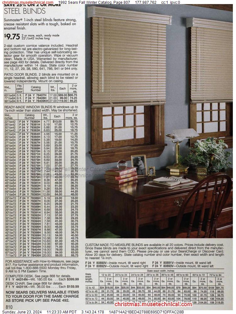 1992 Sears Fall Winter Catalog, Page 807