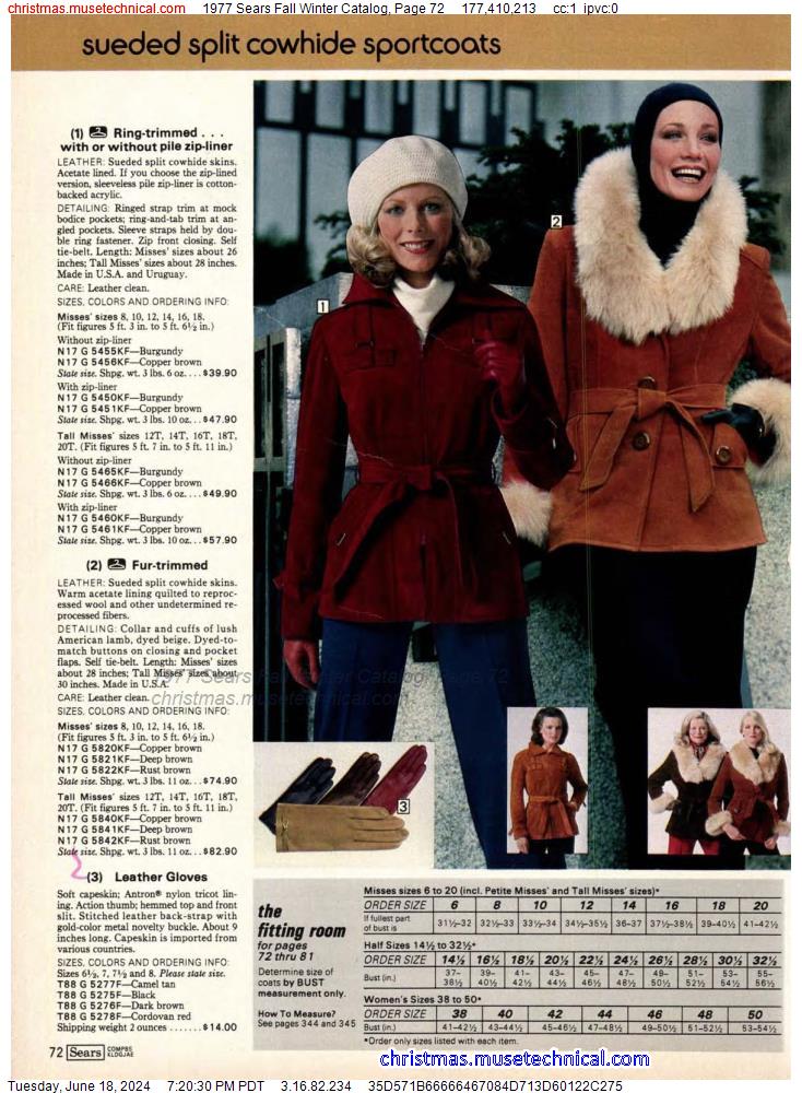 1977 Sears Fall Winter Catalog, Page 72
