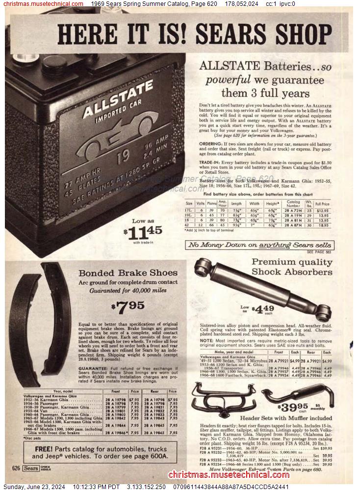 1969 Sears Spring Summer Catalog, Page 620