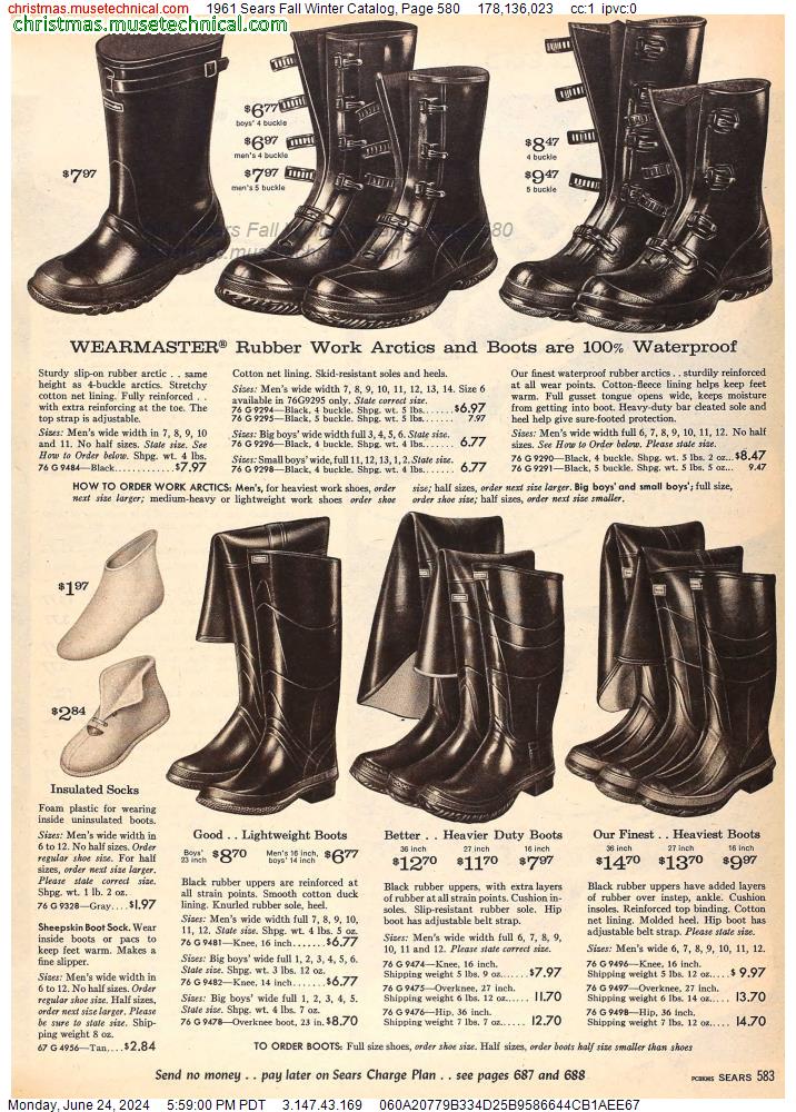 1961 Sears Fall Winter Catalog, Page 580