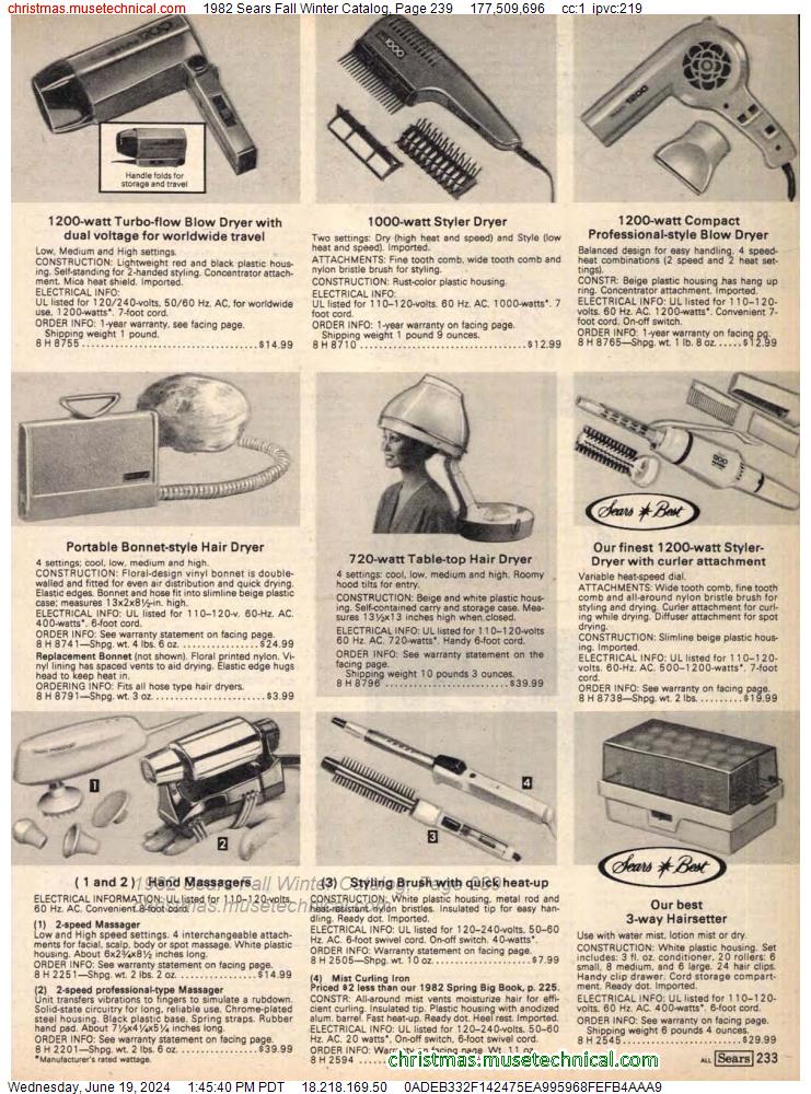 1982 Sears Fall Winter Catalog, Page 239
