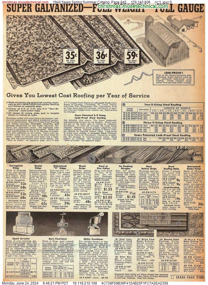 1940 Sears Spring Summer Catalog, Page 845