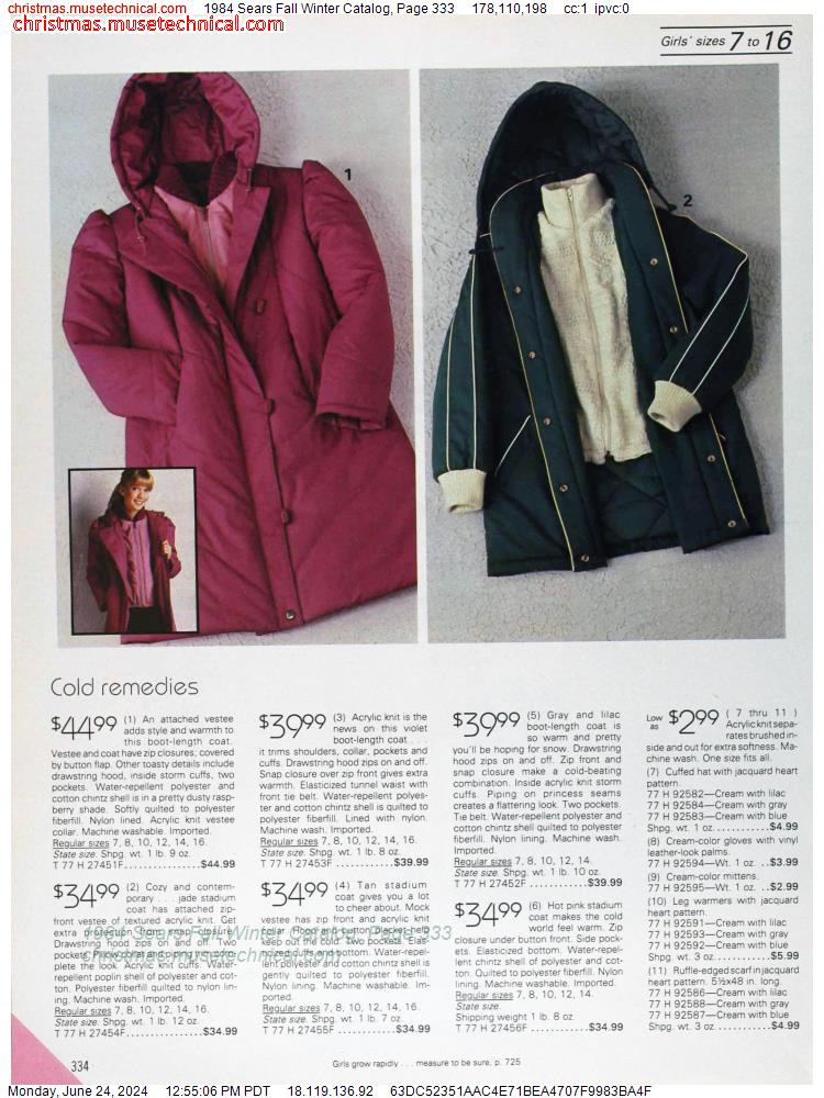 1984 Sears Fall Winter Catalog, Page 333