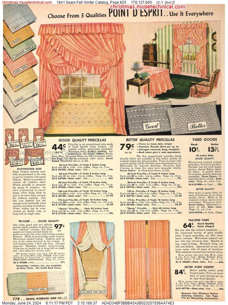 1941 Sears Fall Winter Catalog, Page 825