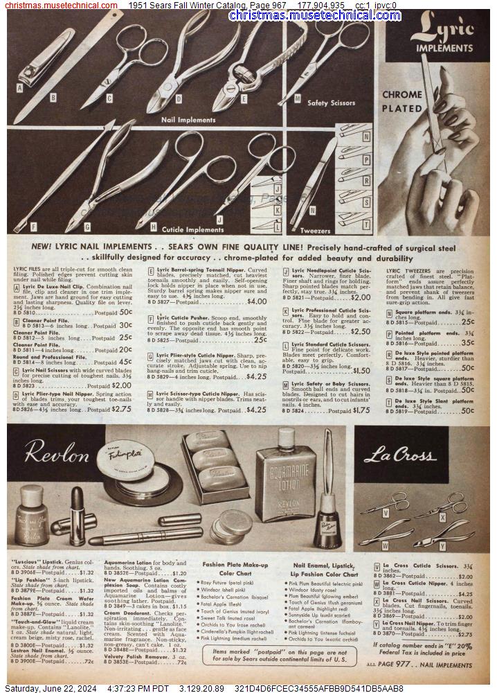 1951 Sears Fall Winter Catalog, Page 967