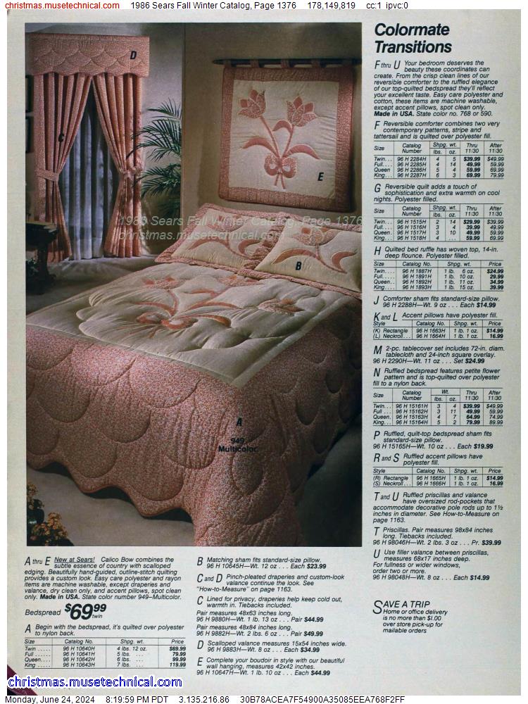 1986 Sears Fall Winter Catalog, Page 1376