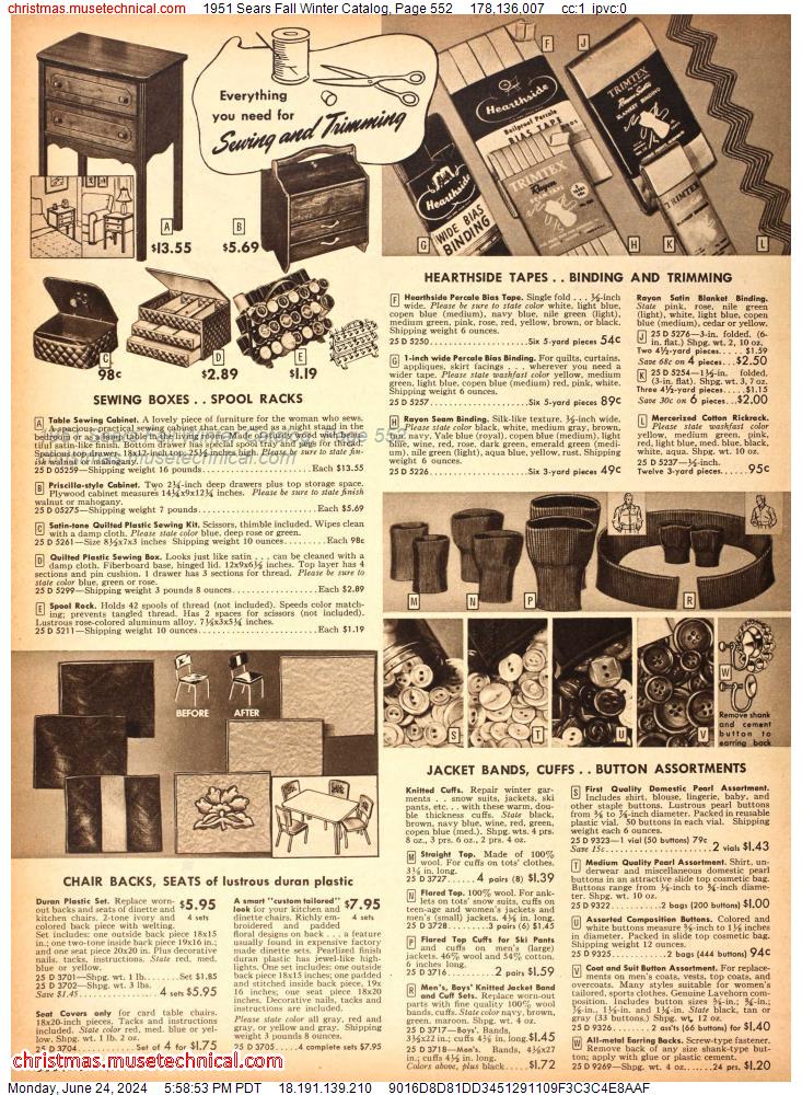 1951 Sears Fall Winter Catalog, Page 552
