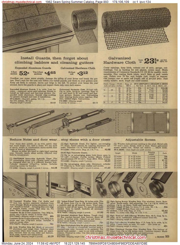 1962 Sears Spring Summer Catalog, Page 893