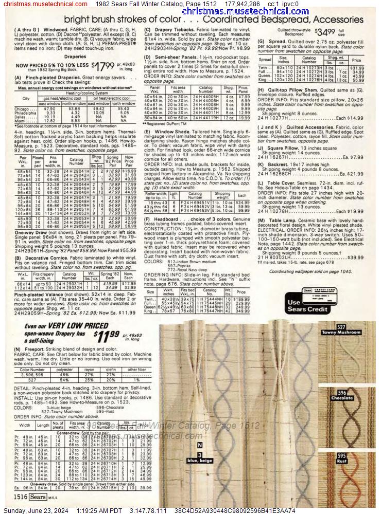 1982 Sears Fall Winter Catalog, Page 1512