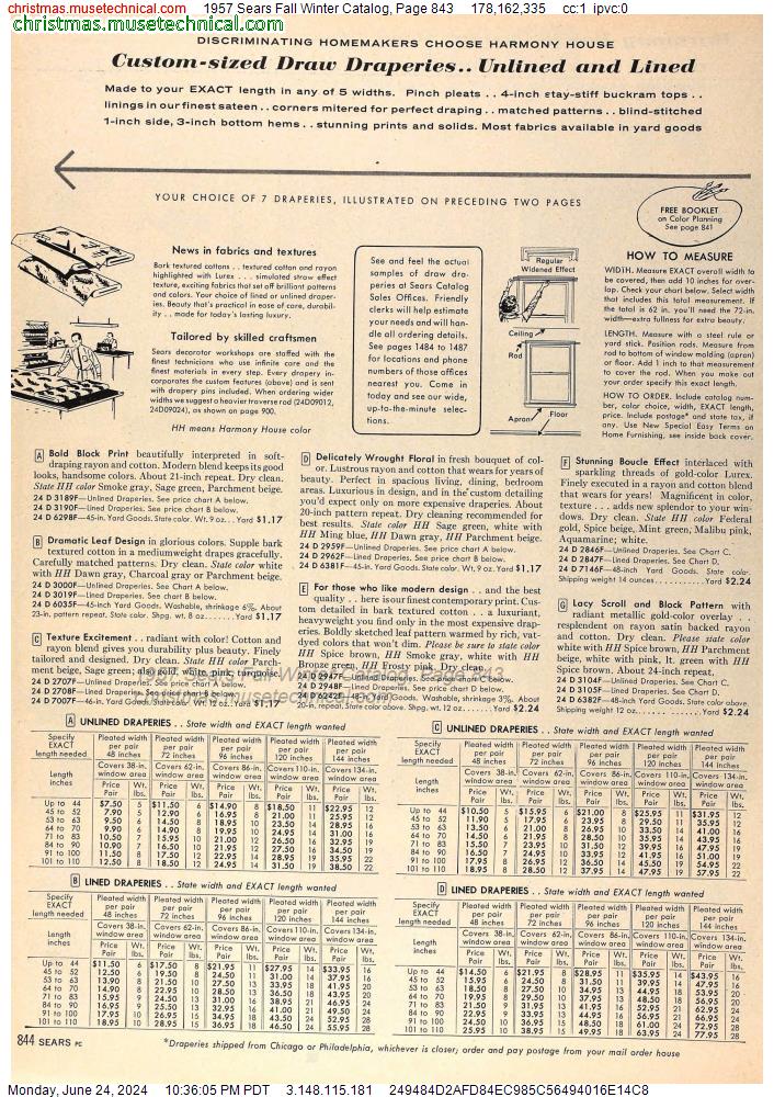 1957 Sears Fall Winter Catalog, Page 843