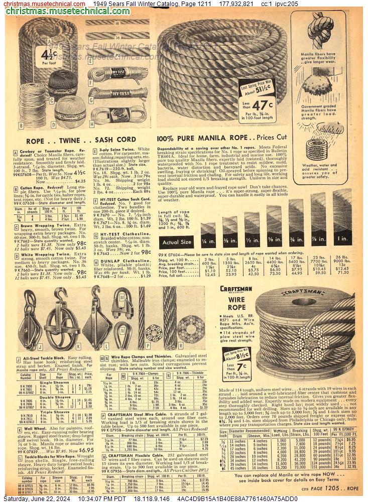 1949 Sears Fall Winter Catalog, Page 1211