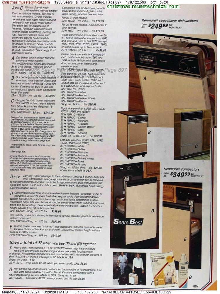 1986 Sears Fall Winter Catalog, Page 897