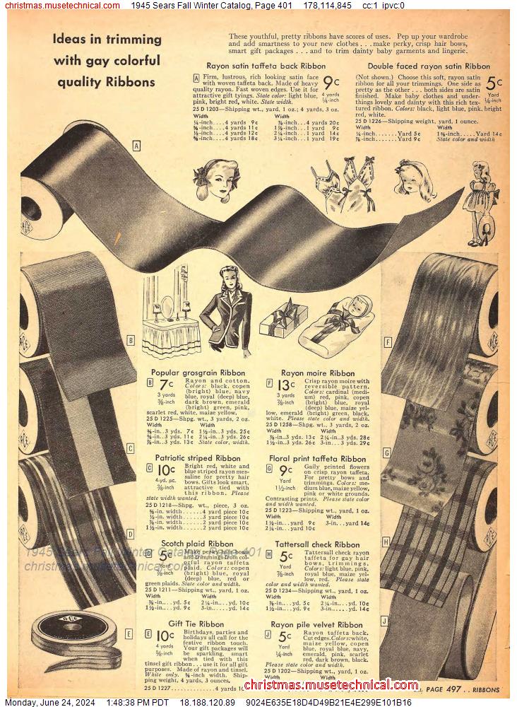 1945 Sears Fall Winter Catalog, Page 401