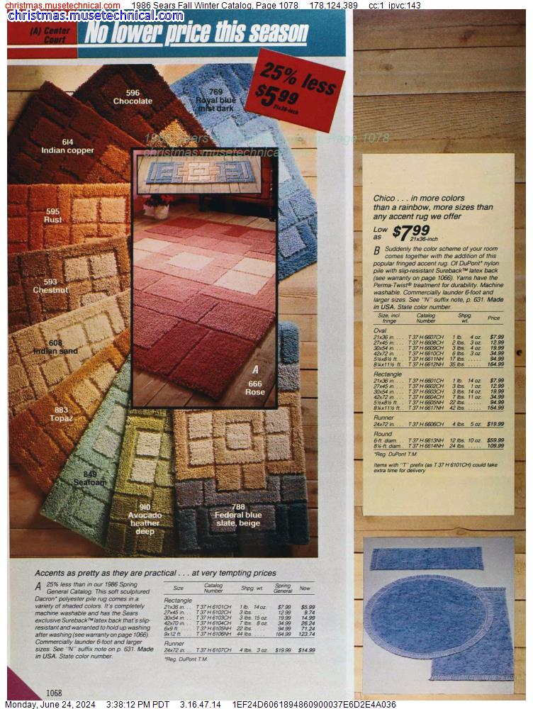 1986 Sears Fall Winter Catalog, Page 1078