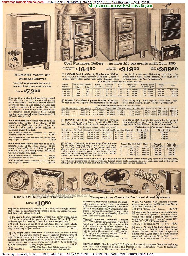 1960 Sears Fall Winter Catalog, Page 1082