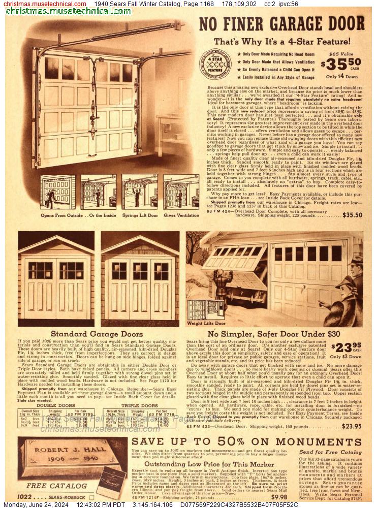 1940 Sears Fall Winter Catalog, Page 1168