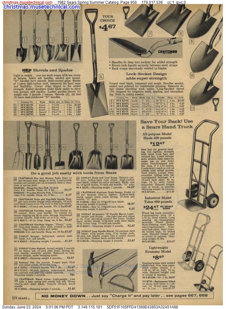 1962 Sears Spring Summer Catalog, Page 958