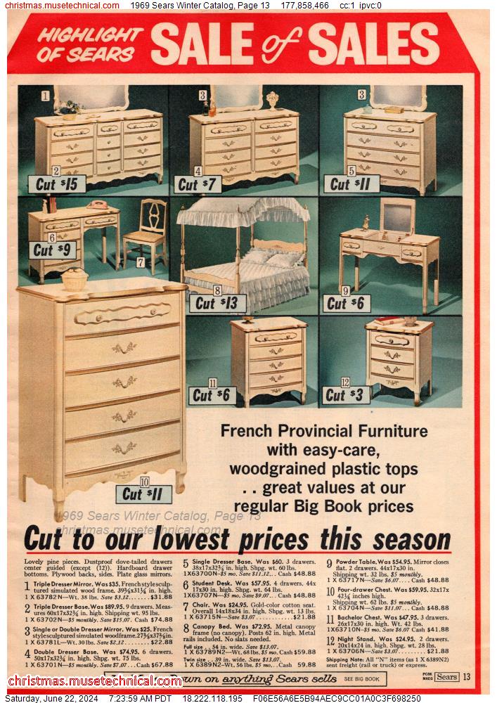 1969 Sears Winter Catalog, Page 13