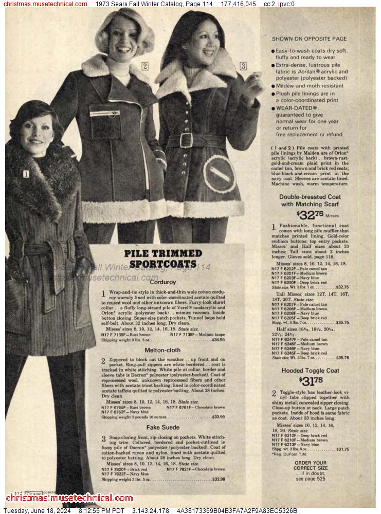 1973 Sears Fall Winter Catalog, Page 114