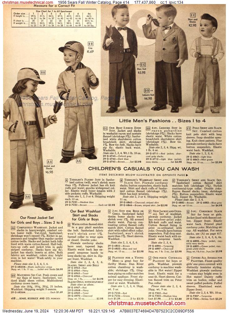 1956 Sears Fall Winter Catalog, Page 414