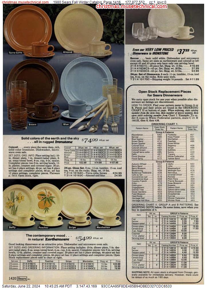 1980 Sears Fall Winter Catalog, Page 1416