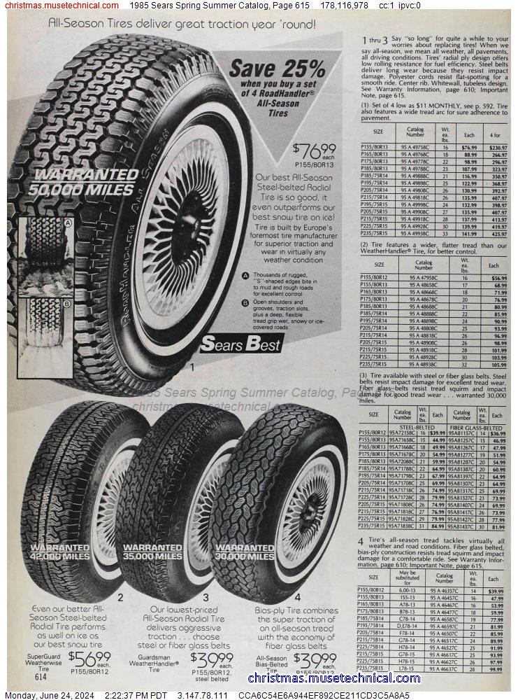 1985 Sears Spring Summer Catalog, Page 615