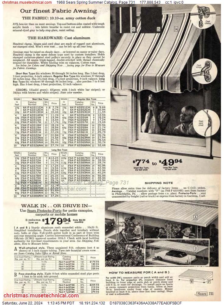 1968 Sears Spring Summer Catalog, Page 731