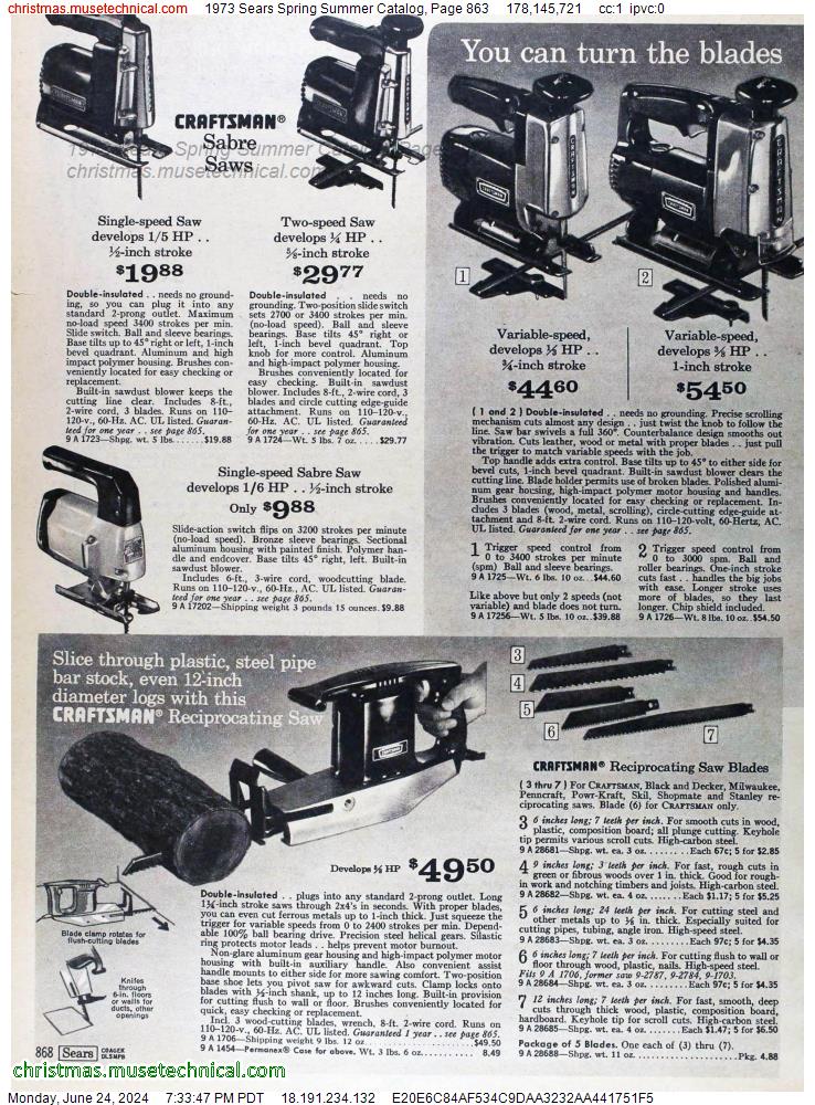 1973 Sears Spring Summer Catalog, Page 863
