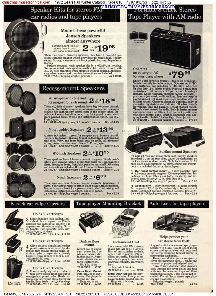 1972 Sears Fall Winter Catalog, Page 810