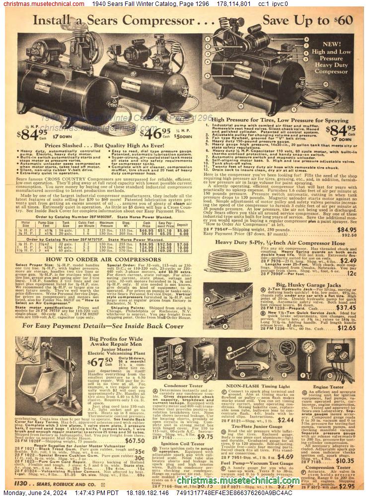 1940 Sears Fall Winter Catalog, Page 1296