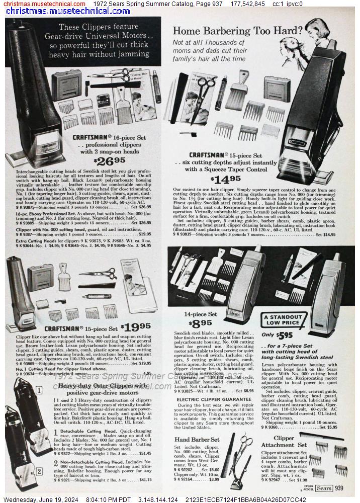 1972 Sears Spring Summer Catalog, Page 937