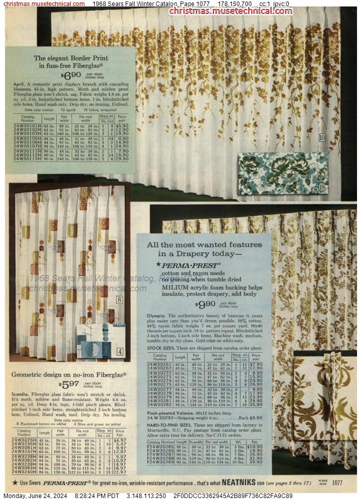 1968 Sears Fall Winter Catalog, Page 1077